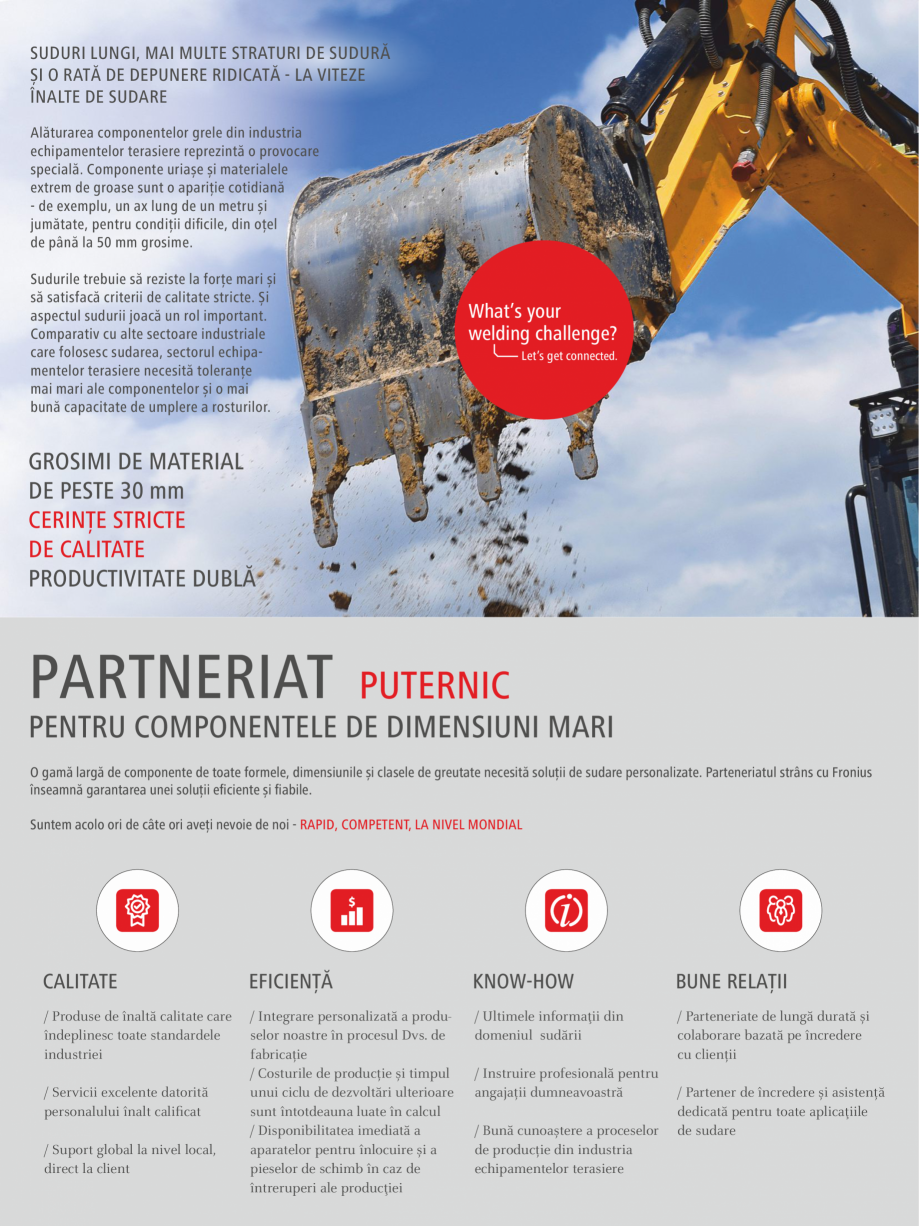 Pagina 2-Solutii de sudare dedicate utilajelor pentru constructii FRONIUS Catalog, brosura Romana DIMENSIUNI ...