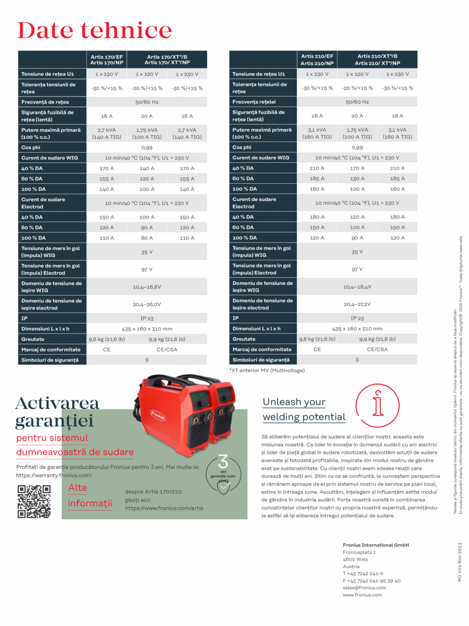 Pagina 16-Aparat de sudura WIG FRONIUS Artis 170 Catalog, brosura Romana modificări.
În ciuda prelucrării...