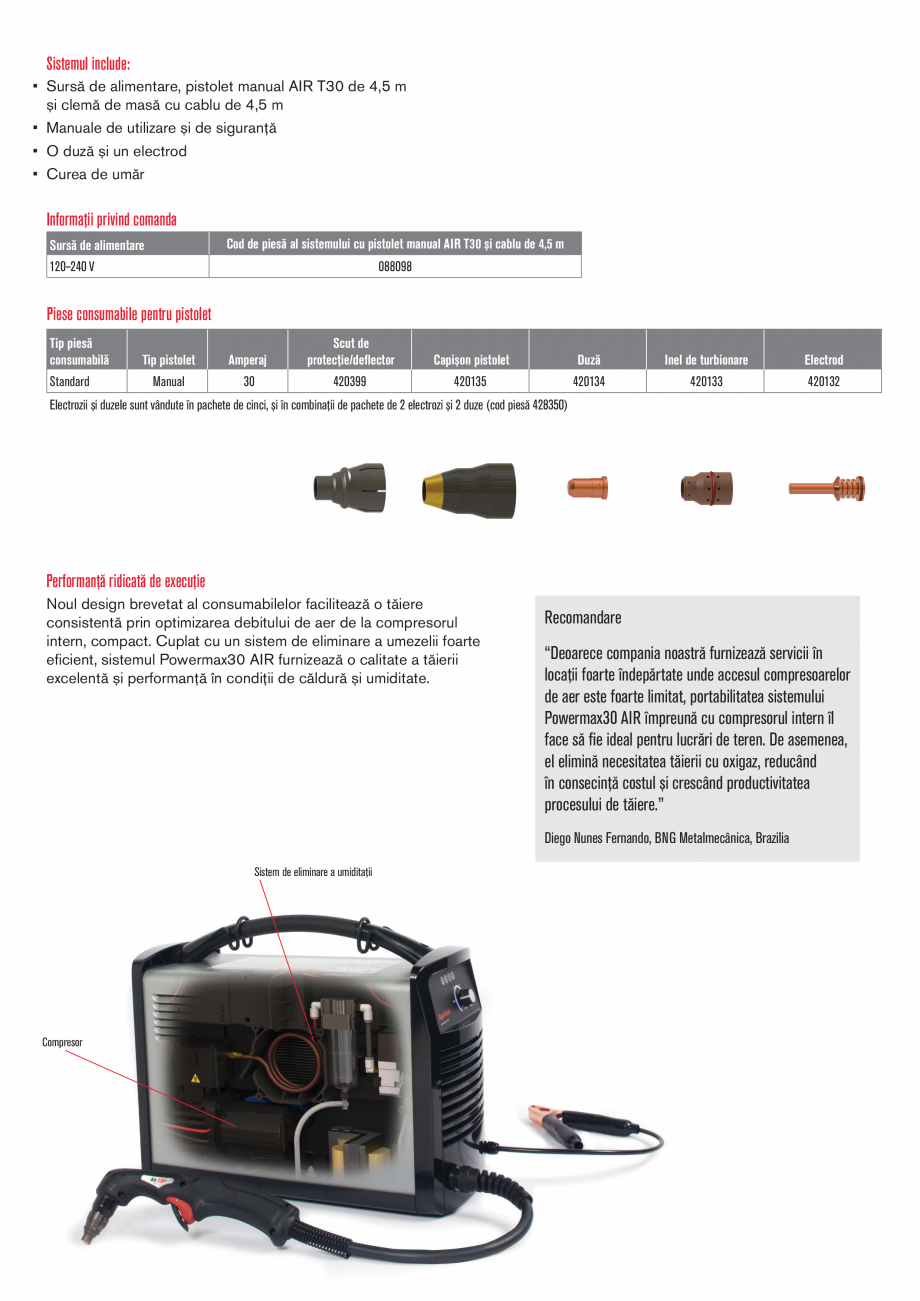 Pagina 2-Aparat de taiere cu plasma HYPERTHERM Powermax 30 Air Fisa tehnica Romana n instrument pentru...