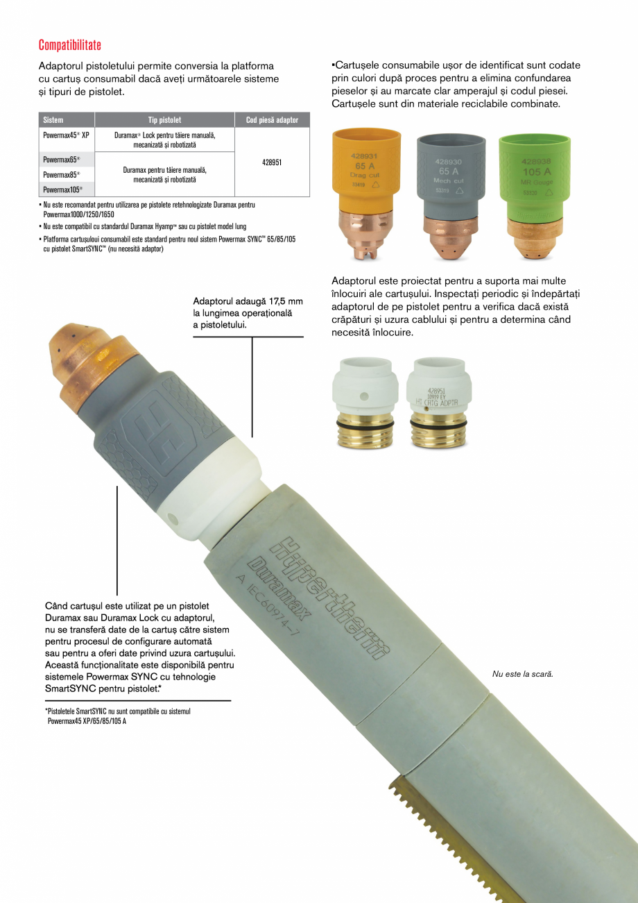 Pagina 2-Adaptor cartus pentru pistoletele Powermax® seriile Duramax® și Duramax Lock HYPERTHERM...