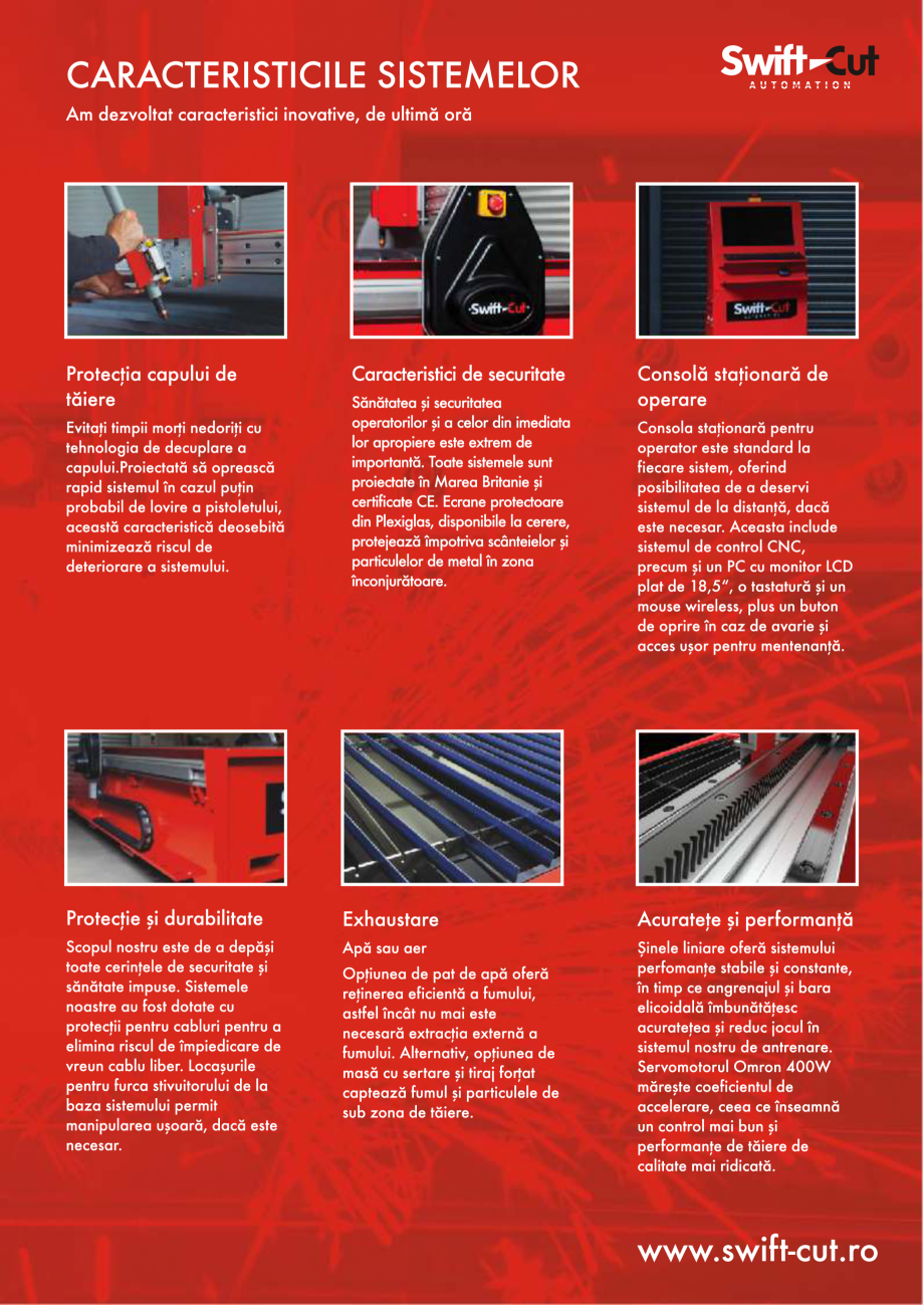 Pagina 3-Prezentare Sisteme CNC de taiere cu plasma SWIFT CUT PRO 1250 Catalog, brosura Romana 