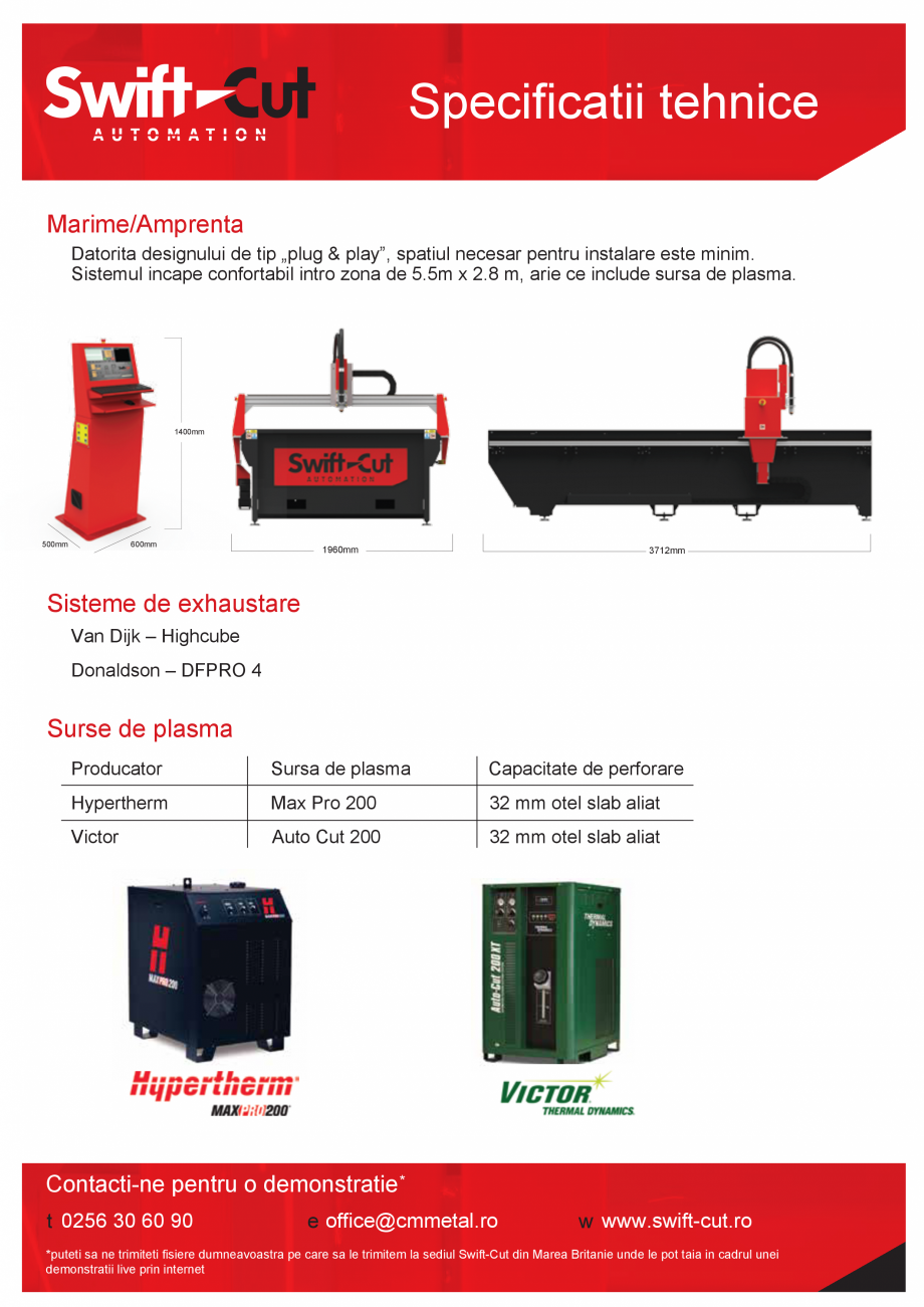 Pagina 2-Sistem CNC de taiere cu plasma PRO-3000XP SWIFT CUT Swift-Cut XP Fisa tehnica Romana usor pentru...