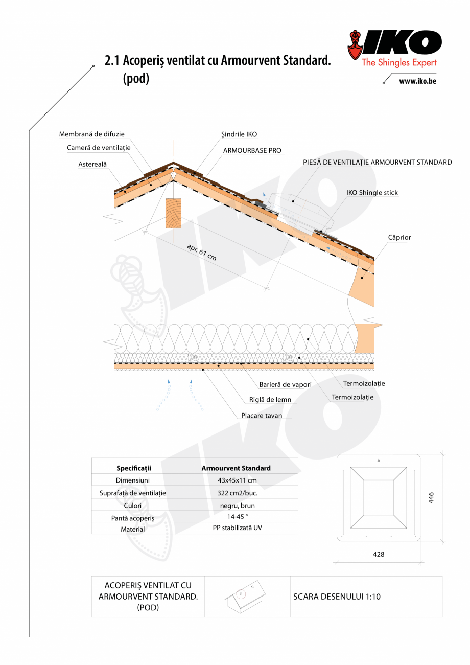 Pagina 1-CAD-PDF Ventilare cu Armourvent Standard IKO Detaliu de montaj 