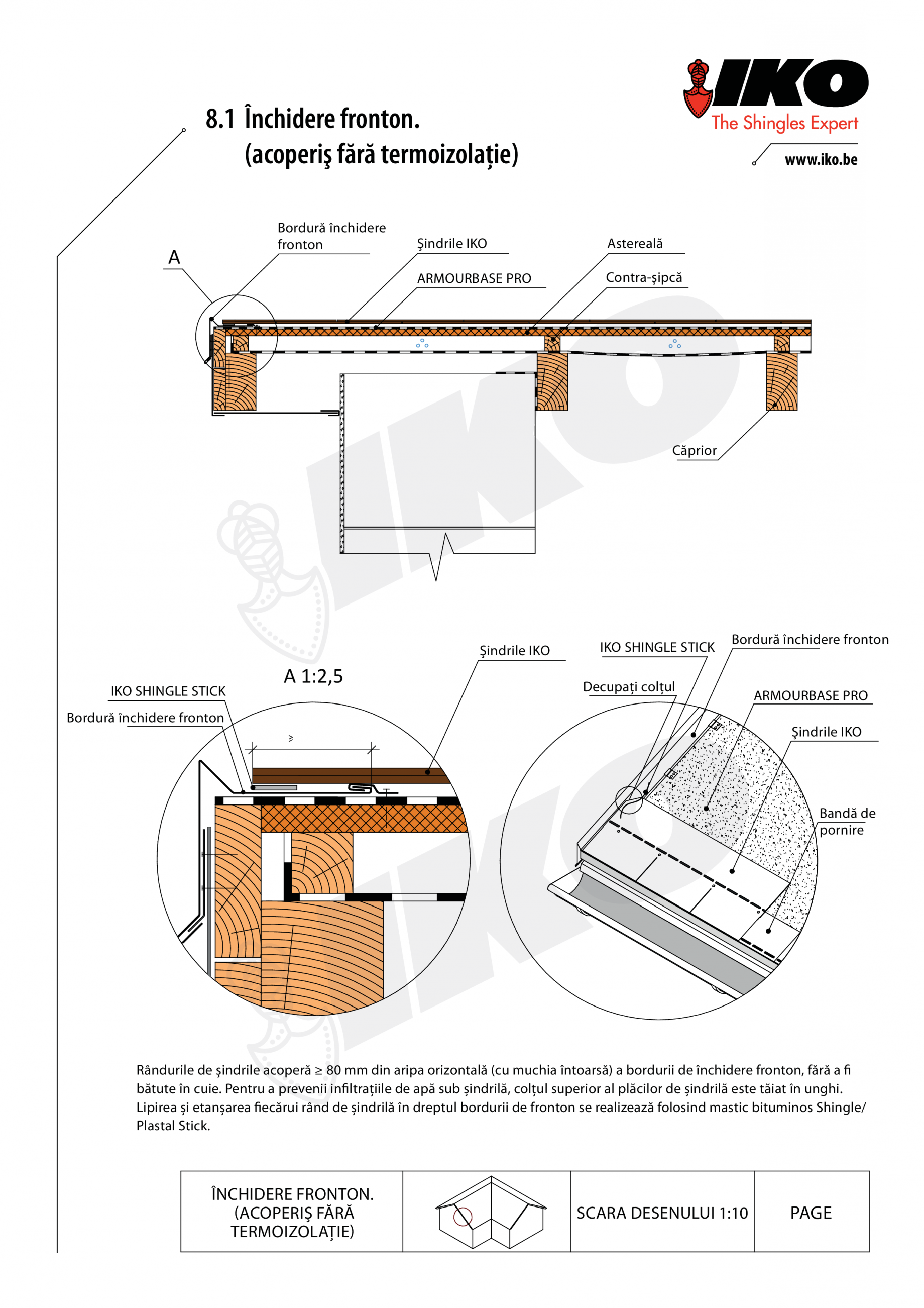 CAD-PDF Inchidere de fronton IKO Detaliu