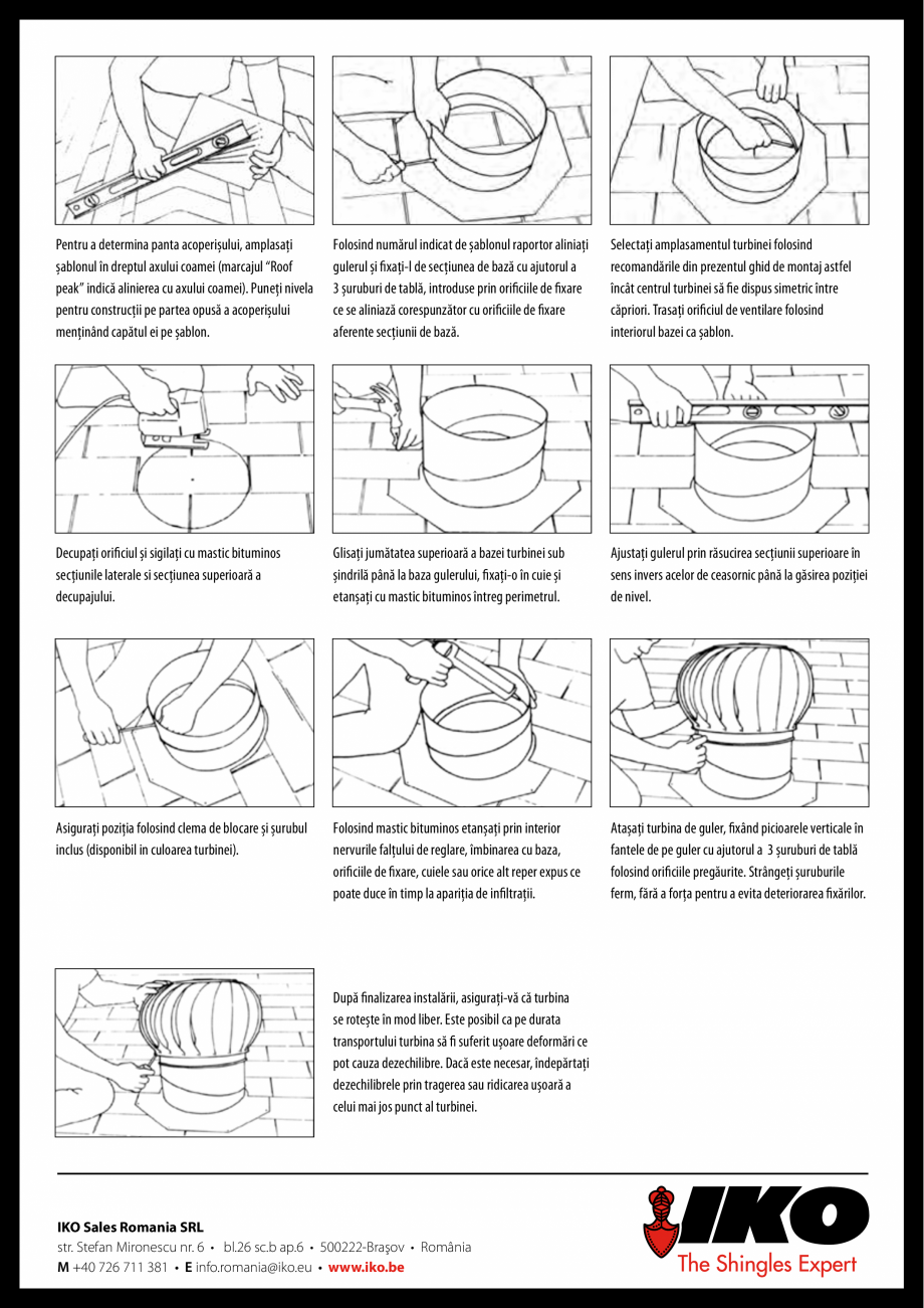 Pagina 2 - Ghid de montaj turbine de ventilatie cu baza reglabila Airhawk IKO Instructiuni montaj,...