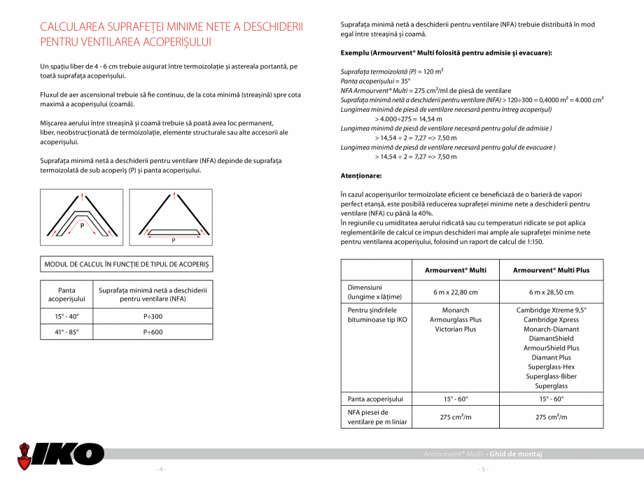 Pagina 4 - Ghid de montaj piesa de ventilatie multifunctionala  IKO ARMOURVENT MULTI Instructiuni...
