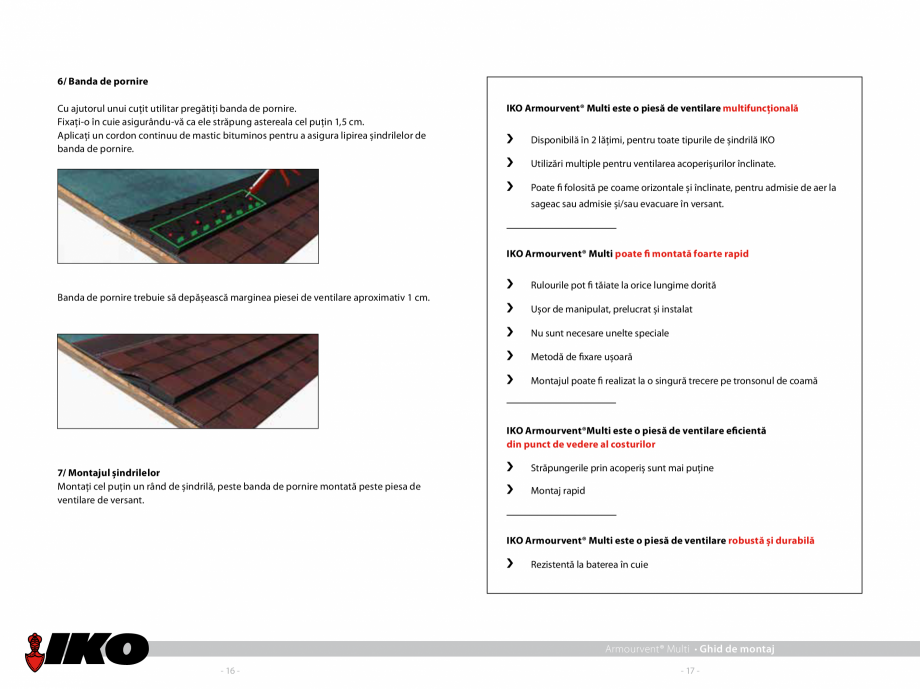 Pagina 10-Ghid de montaj piesa de ventilatie multifunctionala  IKO ARMOURVENT MULTI Instructiuni montaj,...