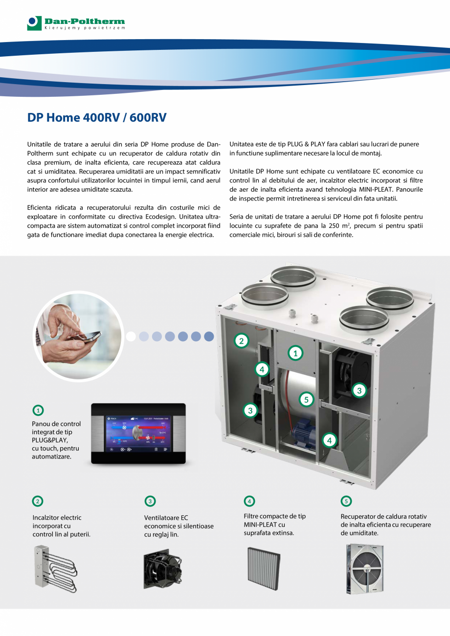 Pagina 2-Unitati de tratare a aerului cu recuperare de caldura si umiditate DAN-POLTHERM DP Home 400RV /...
