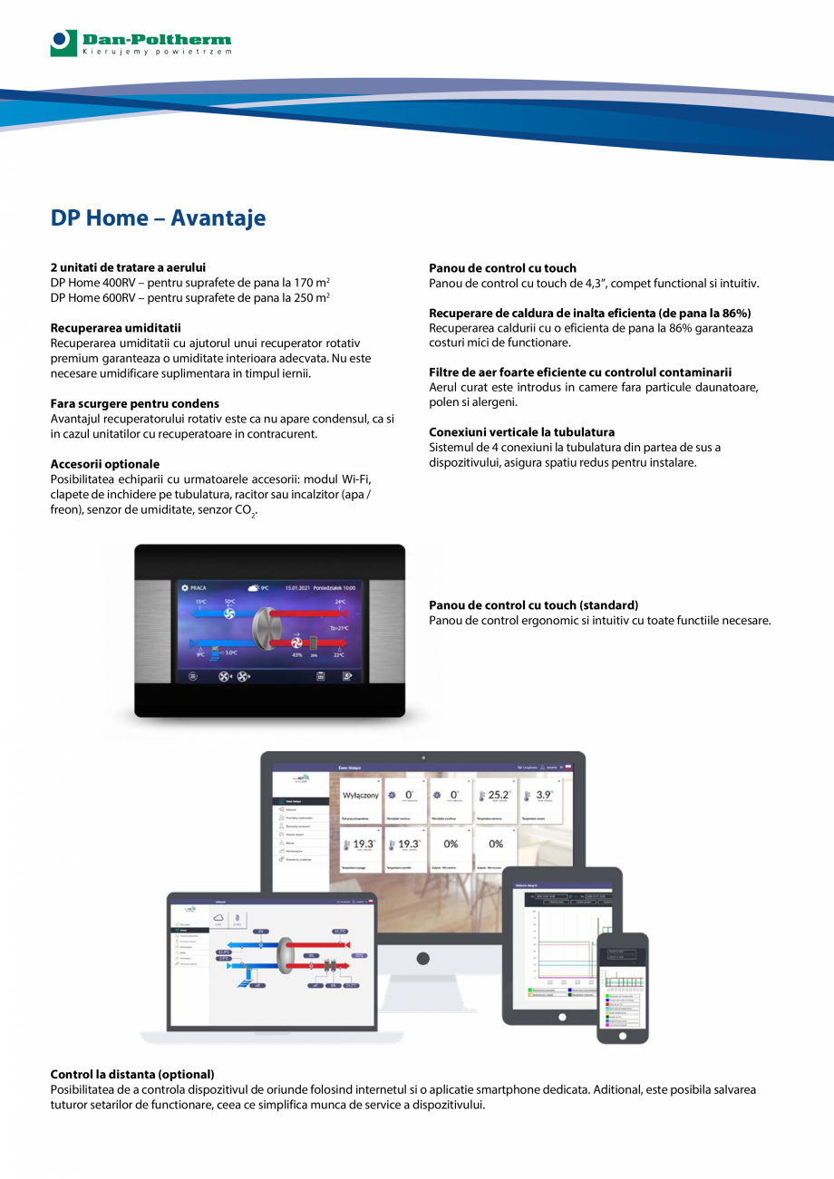 Pagina 3-Unitati de tratare a aerului cu recuperare de caldura si umiditate DAN-POLTHERM DP Home 400RV /...