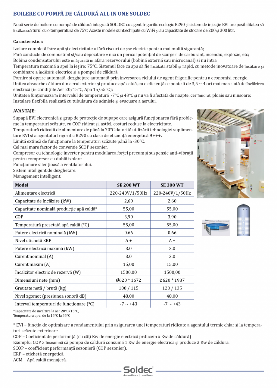Pagina 2-Pompe de caldura aer- apa rezidentiale Soldec INVERTER Fisa tehnica Romana re la
temperaturi...