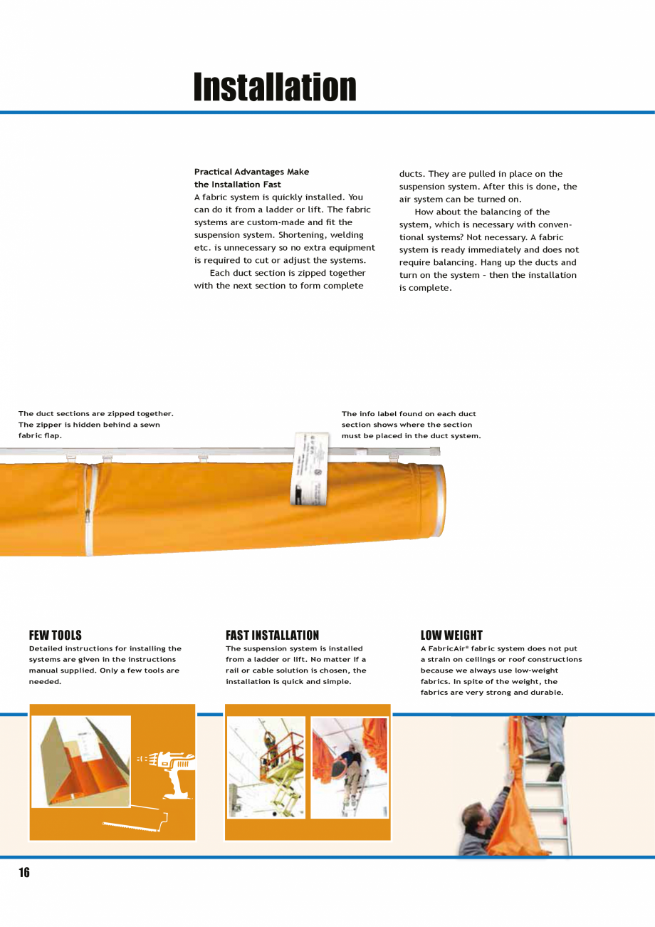 Pagina 15-Tubulatura textila - dispersia aerului FabricAir Trevira, Combi, Poly, AntiStat, Glass 220...