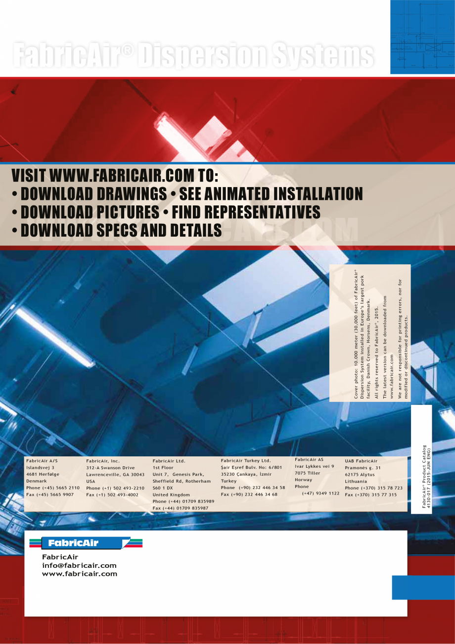 Pagina 32-Tubulatura textila - dispersia aerului FabricAir Trevira, Combi, Poly, AntiStat, Glass 220...