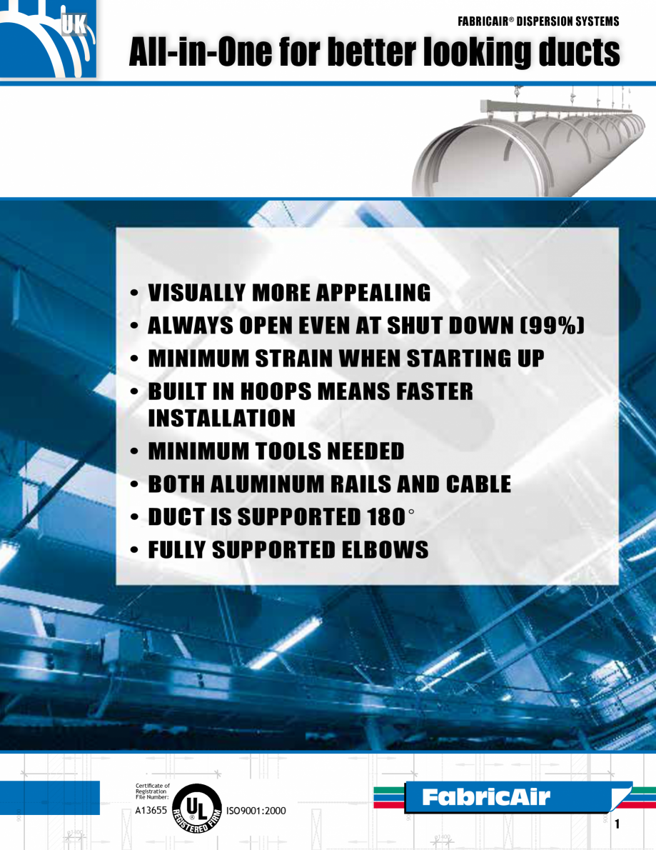 Pagina 1-Tubulatura textila FabricAir Trevira, Combi, Poly, AntiStat, Glass 220 Fisa tehnica Engleza 6120
...