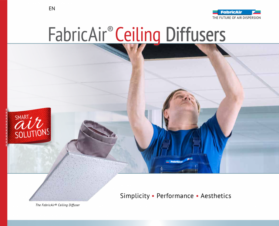 Pagina 1-Difuzoare de tavan pentru tubulatura textila FabricAir Difuzor Catalog, brosura Engleza EN
THE...