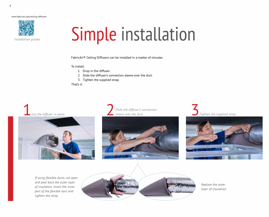 Pagina 6-Difuzoare de tavan pentru tubulatura textila FabricAir Difuzor Catalog, brosura Engleza the...