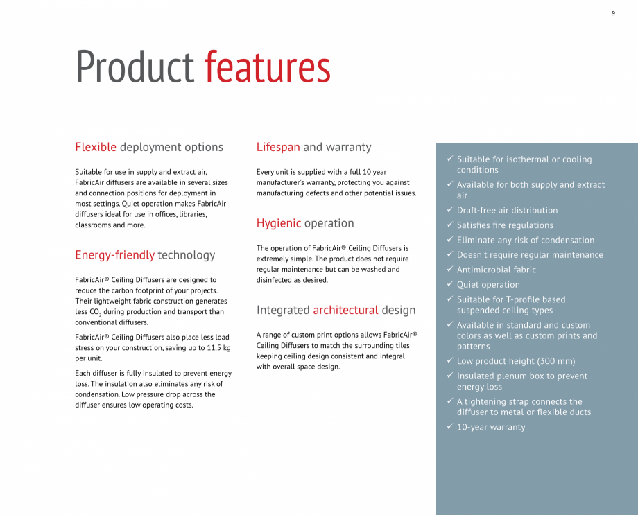 Pagina 9-Difuzoare de tavan pentru tubulatura textila FabricAir Difuzor Catalog, brosura Engleza eels good...