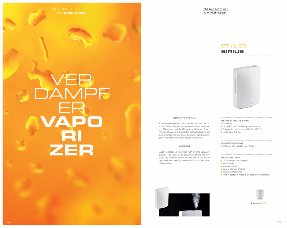 Pagina 6 - Umidificatoare pentru aer  STYLIES Catalog, brosura Engleza, Germana dishwasher-safe)...