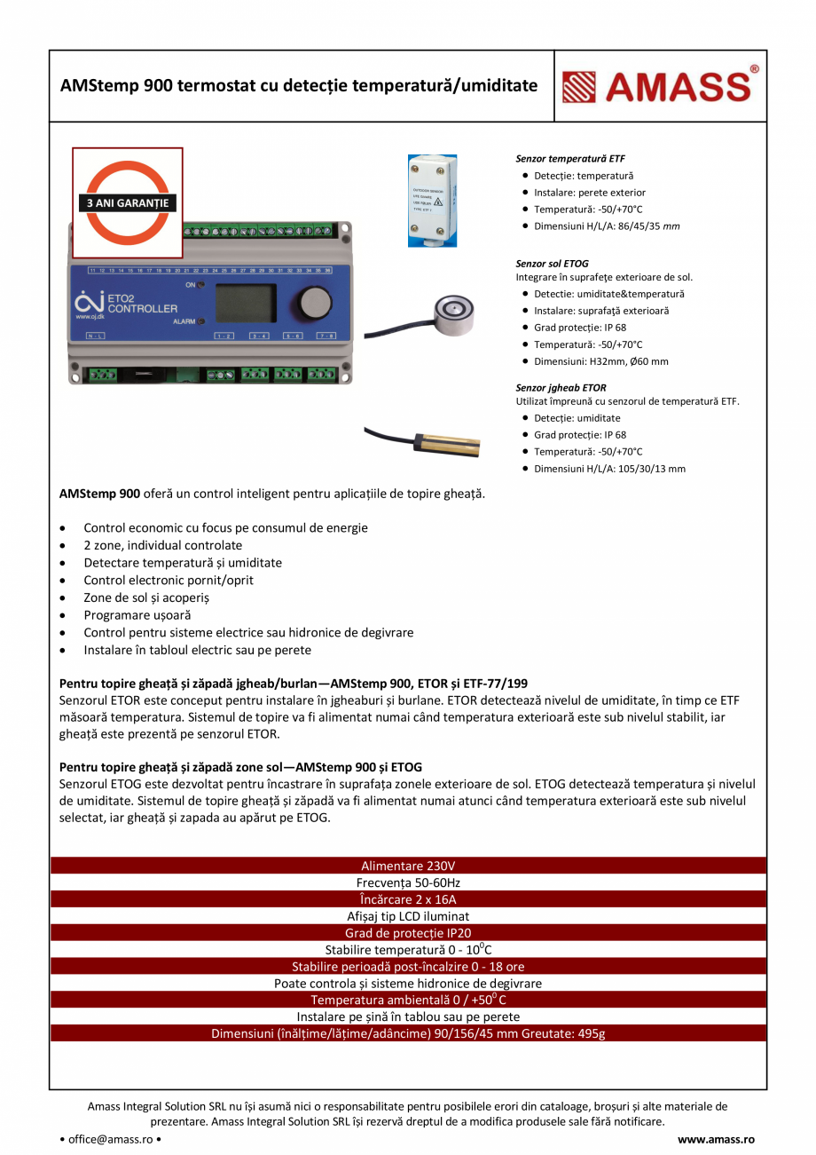 Pagina 1-AMStemp 900 termostat cu detectie temperatura-umiditate AMASS Fisa tehnica Romana AMStemp 900...