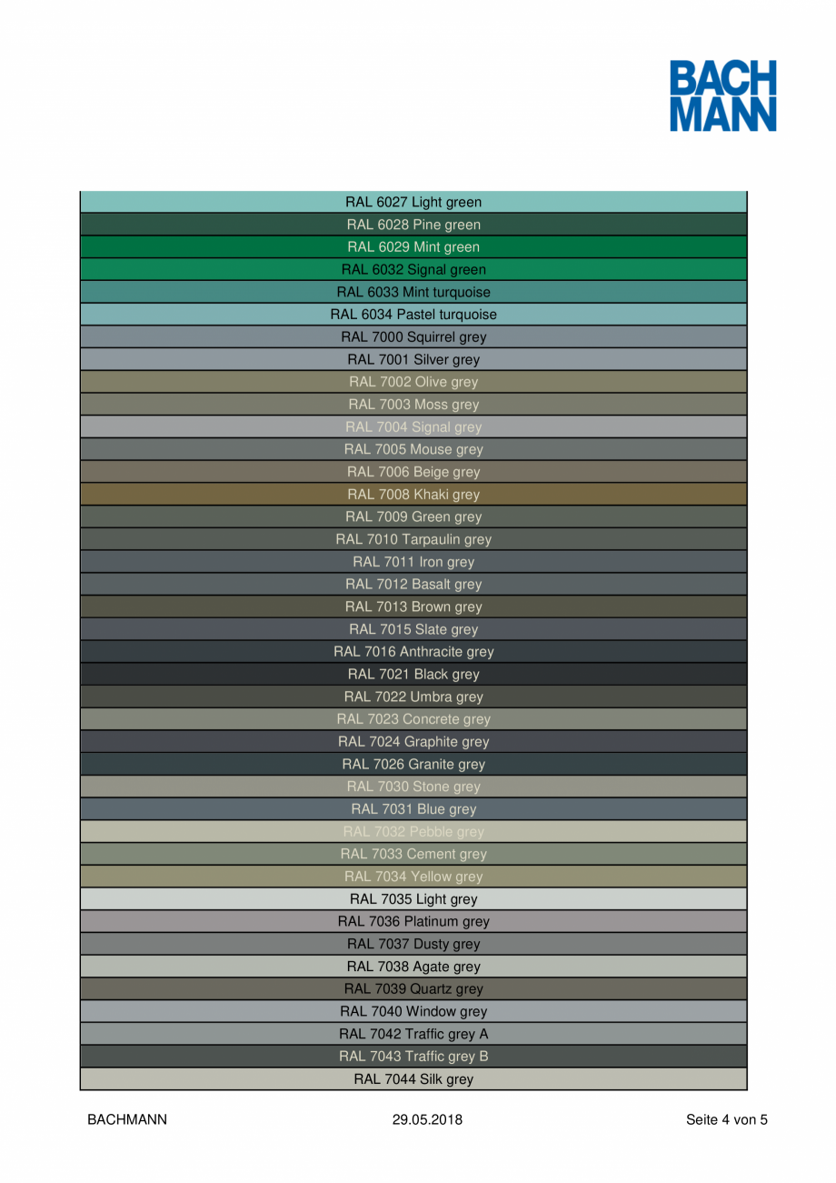 Pagina 4 - Paletar de culori RAL pentru unitatea de prize BACHMANN TWIST Paletare si texturi Engleza...
