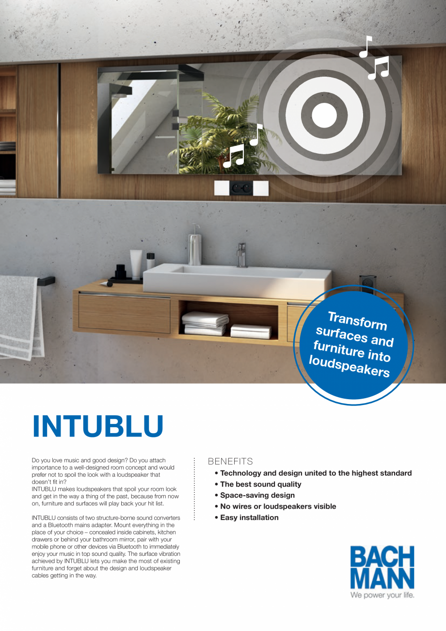 Pagina 1-Sistem audio INTUBLU compatibil cu prizele incorporabile pentru bucatarie, living, baie sau birou...