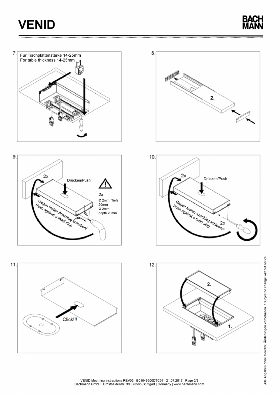Pagina 2 - Instructiuni montaj pentru panoul de racord BACHMANN VENID Instructiuni montaj, utilizare...