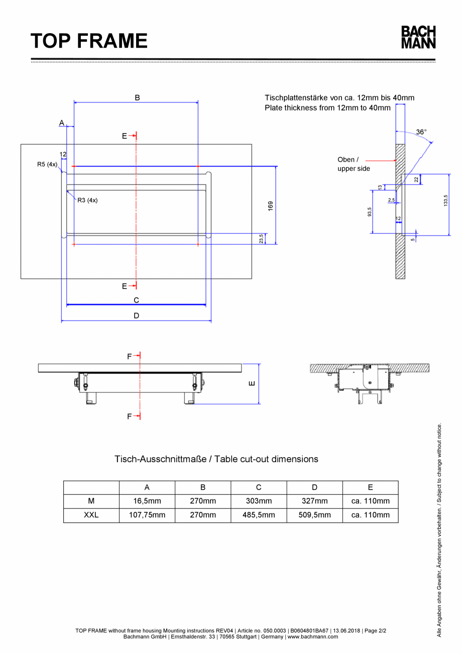 Pagina 2 - Instructiuni de montaj pentru panoul de racord fara carcasa cu rama BACHMANN TOP FRAME...