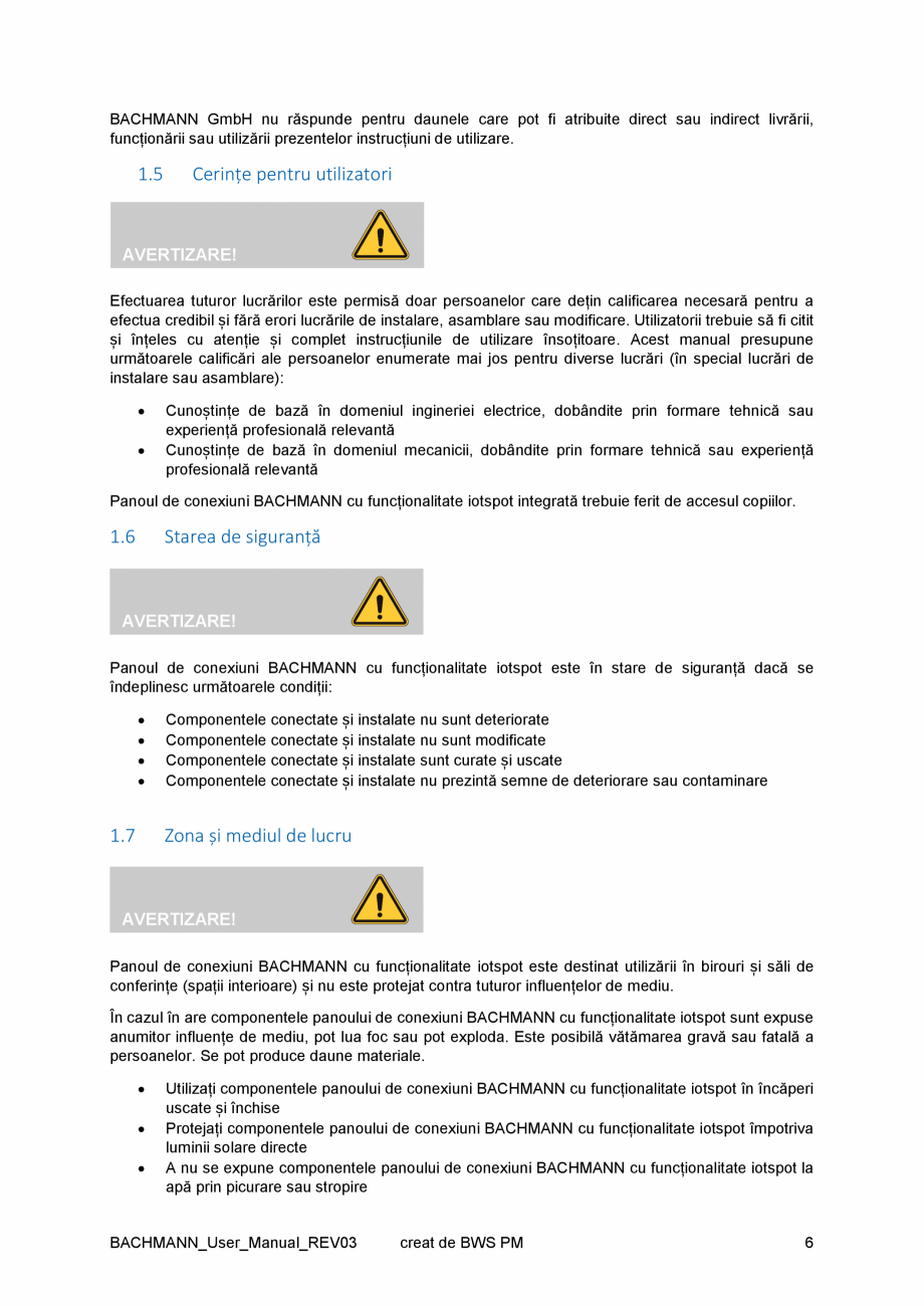 Pagina 6 - Manual utilizare pentru modulul iotspot integrat intr-un panou de conexiuni BACHMANN...