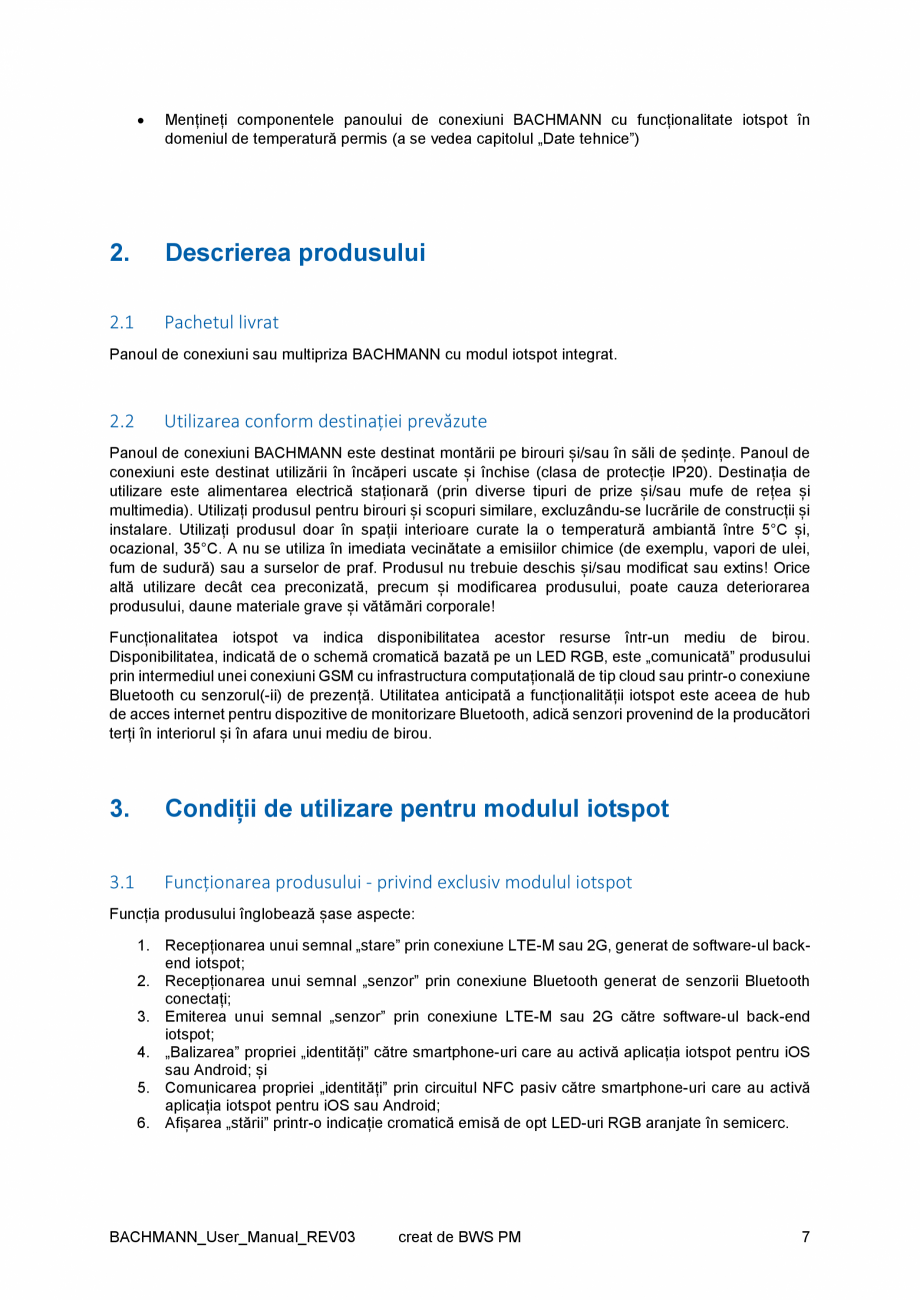 Pagina 7 - Manual utilizare pentru modulul iotspot integrat intr-un panou de conexiuni BACHMANN...