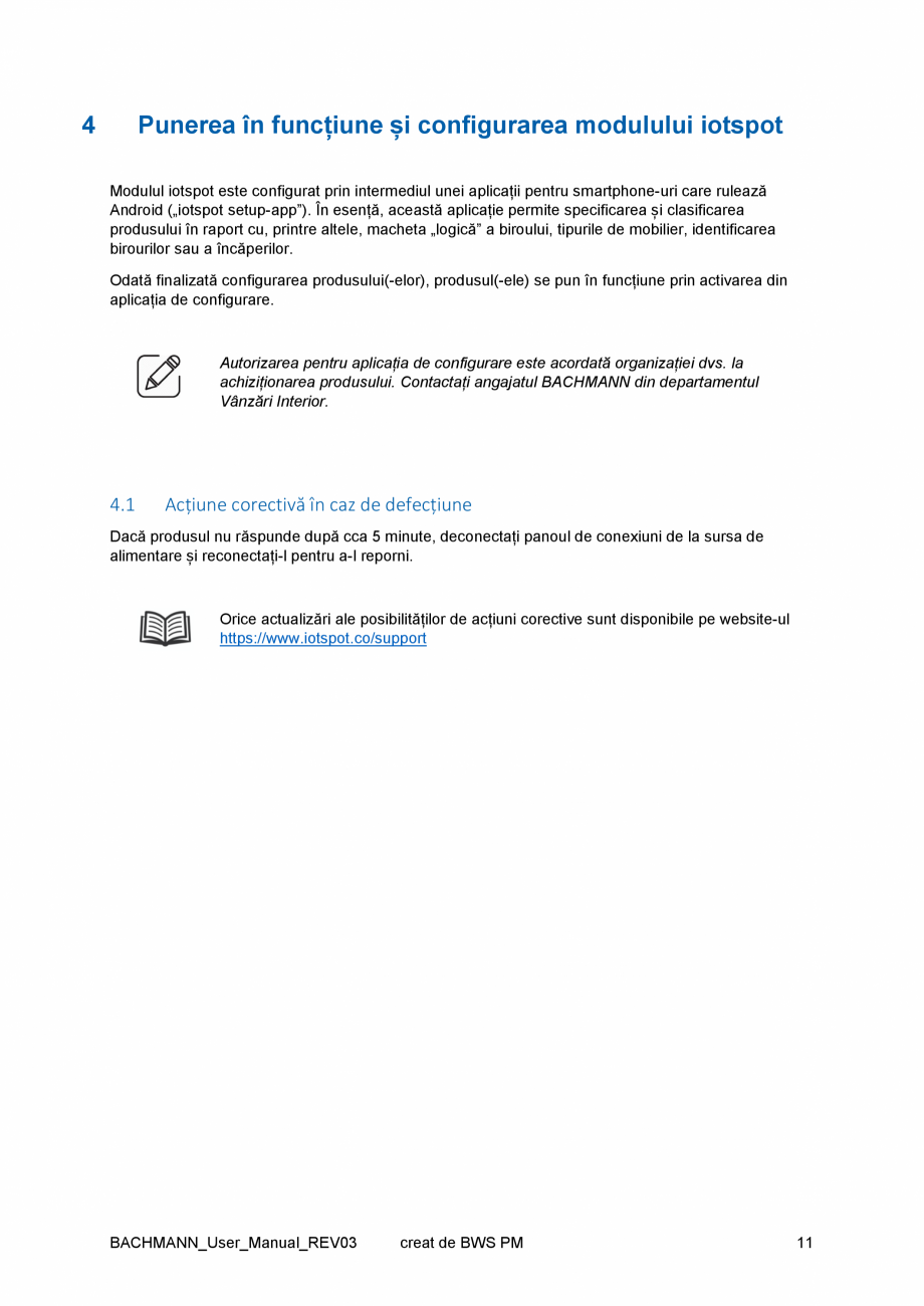 Pagina 11 - Manual utilizare pentru modulul iotspot integrat intr-un panou de conexiuni BACHMANN...