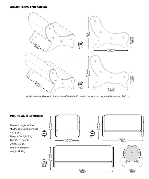 Schiță dimensiuni Mobilier pentru terasa - MW06