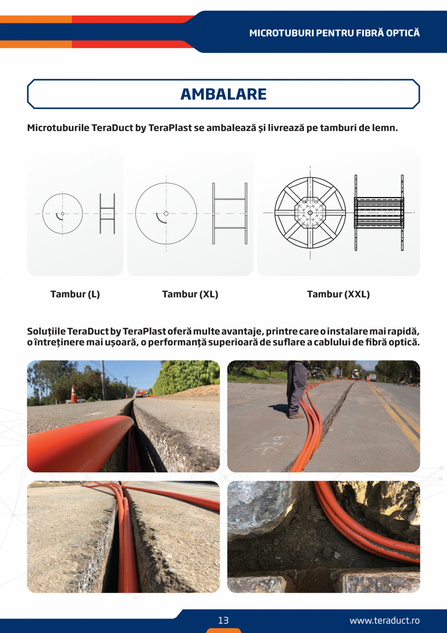 Pagina 13-Microtuburi pentru fibra optica  TeraPlast TeraDuct One, TeraDuct Line, TeraDuct Mix Specificații...