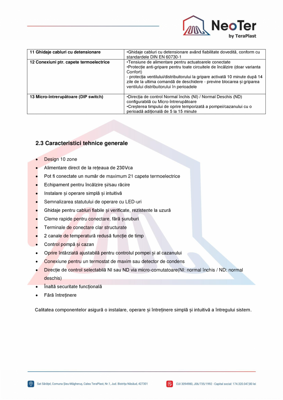 Pagina 3-Unitate control 10 zone - Pompa si cazan TeraPlast Fisa tehnica Romana sive
pe circuitul de...
