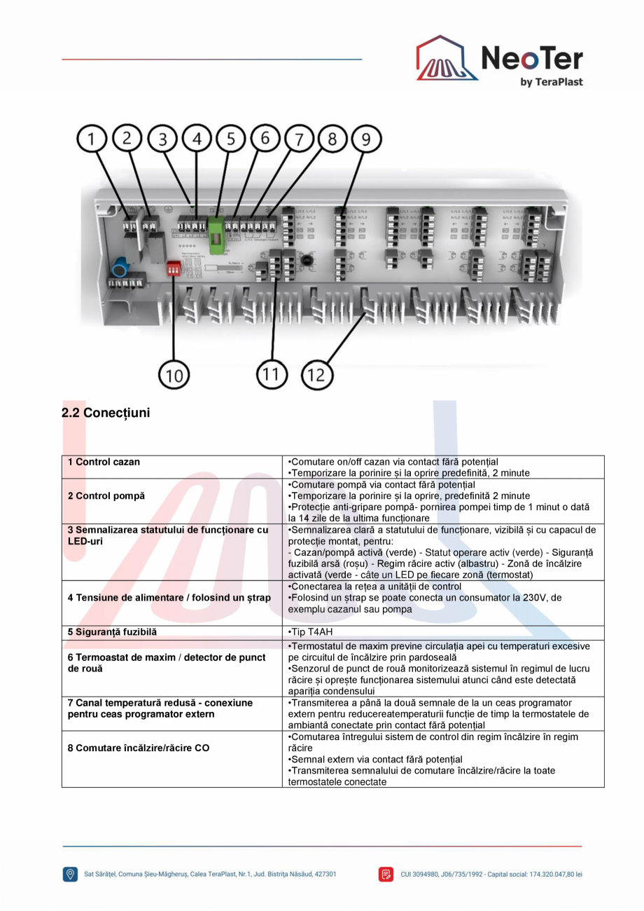 Pagina 2-Unitate control 6 zone - Pompa si cazan TeraPlast Fisa tehnica Romana 1 Dimensiuni

2.2 Conecțiuni...