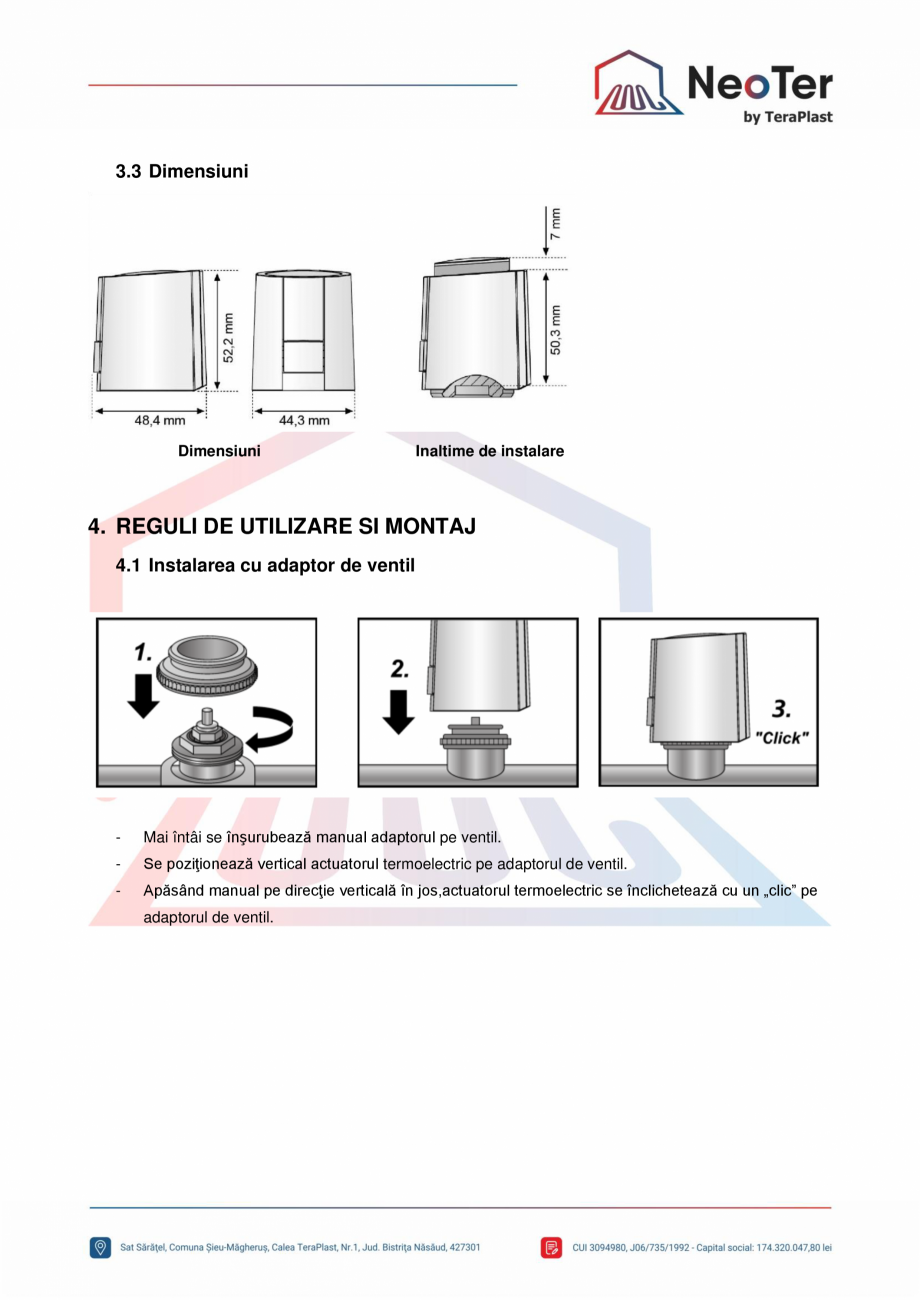 Pagina 3-Cap termoelectric 1W TeraPlast CAPA20405MK Fisa tehnica Romana  vârfuri de tensiune conform EN Min....