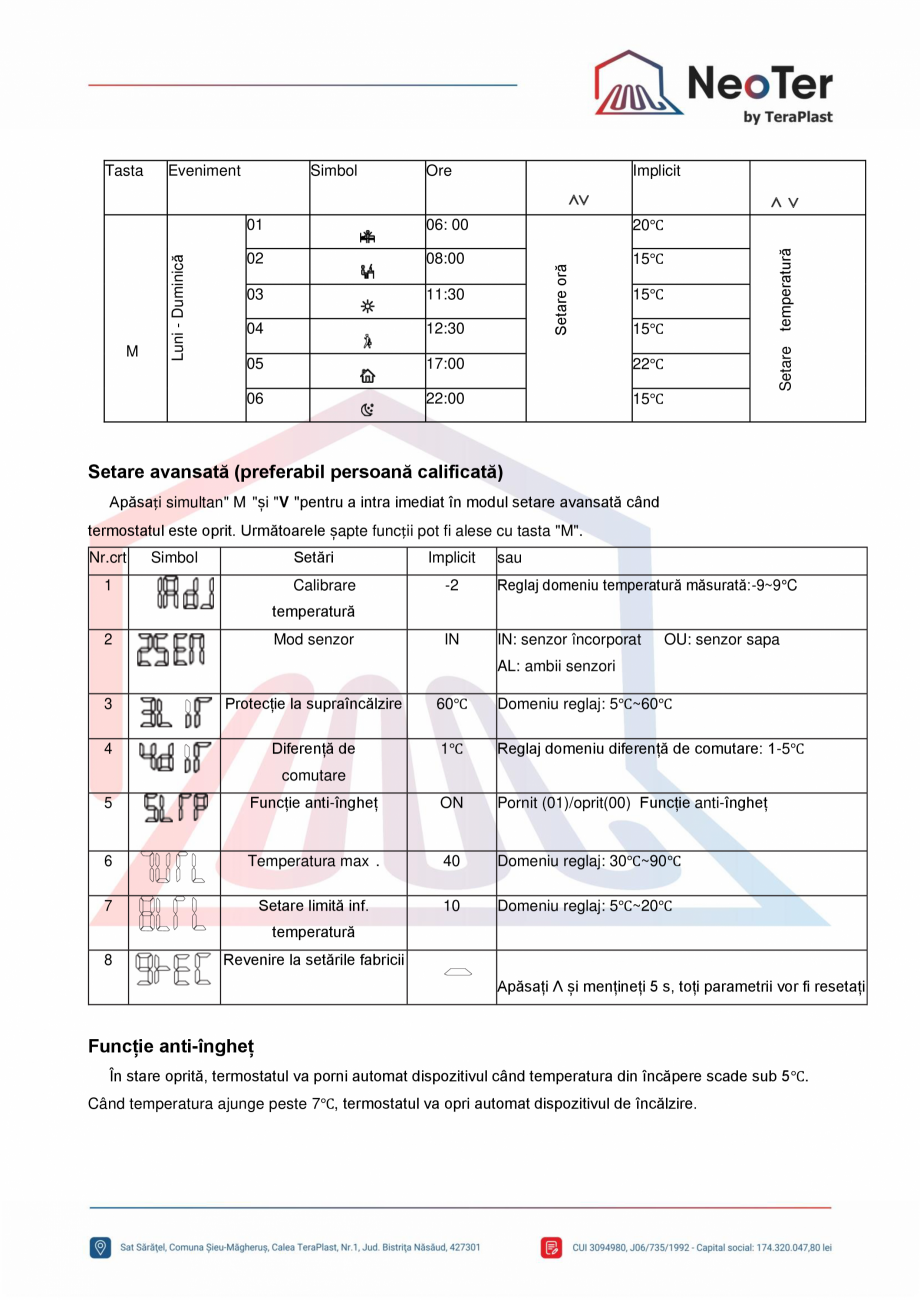 Pagina 4-Termostat SMART patrat cu touch si montaj in doza TeraPlast NEOTSP Fisa tehnica Romana enzor sapa
...