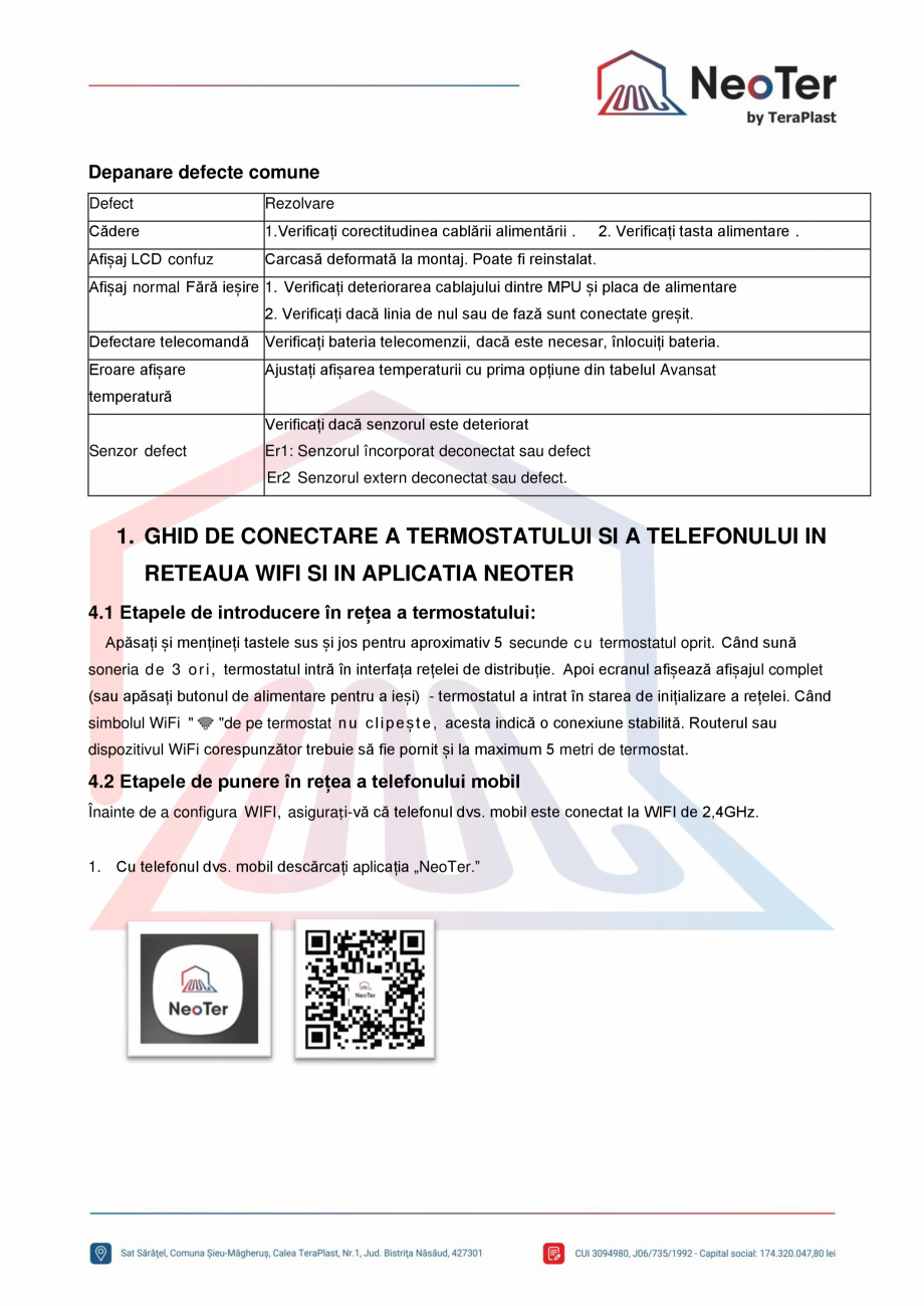 Pagina 5-Termostat SMART patrat cu touch si montaj in doza TeraPlast NEOTSP Fisa tehnica Romana intre MPU și...