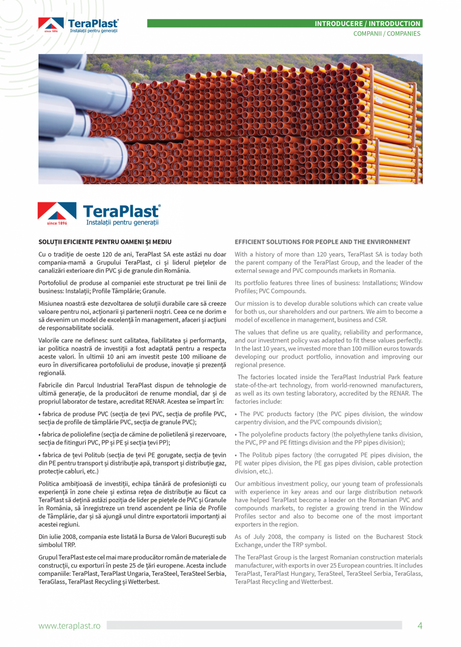 Pagina 4-Catalog tehnic - Drenaj  Catalog, brosura Romana, Engleza any in Romania that
produced certified...