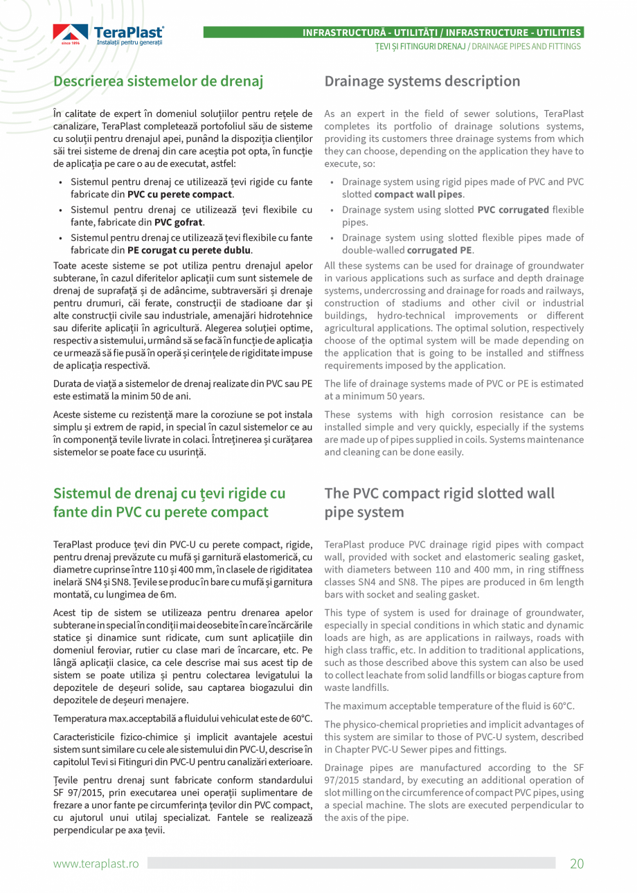 Pagina 20-Catalog tehnic - Drenaj  Catalog, brosura Romana, Engleza y, TeraSteel’s products are present in...