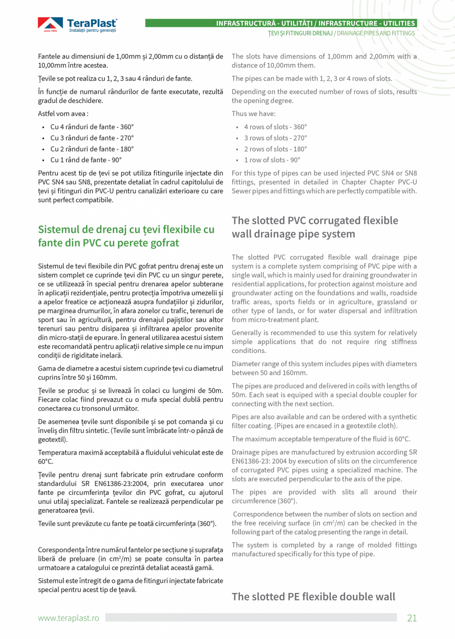 Pagina 21-Catalog tehnic - Drenaj  Catalog, brosura Romana, Engleza  marii producători europeni a făcut...