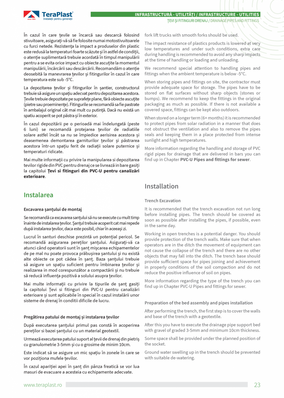 Pagina 23-Catalog tehnic - Drenaj  Catalog, brosura Romana, Engleza s;

• Fațade și terase;

• Facades...