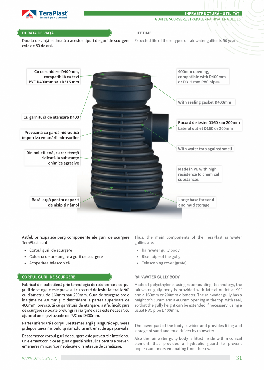 Pagina 31-Catalog tehnic - Drenaj  Catalog, brosura Romana, Engleza ă numeroase gospodării ce nu au
acces la...