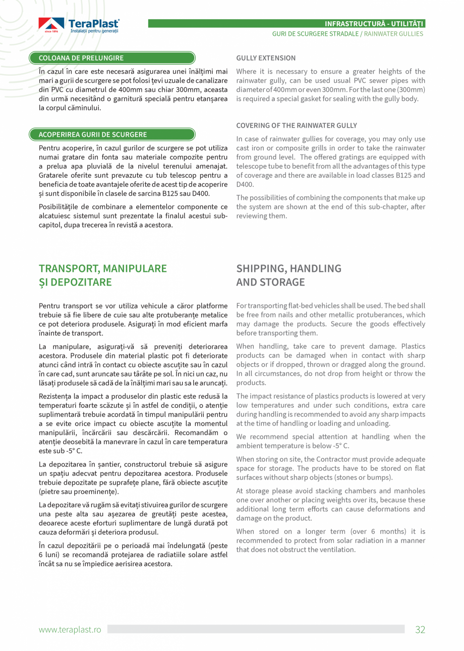 Pagina 32-Catalog tehnic - Drenaj  Catalog, brosura Romana, Engleza Inspecție și acces rețele canalizare...