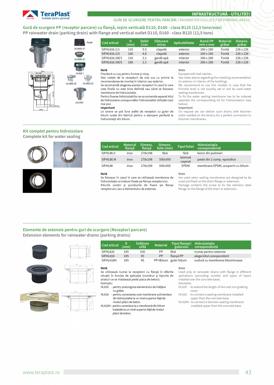 Pagina 43-Catalog tehnic - Drenaj  Catalog, brosura Romana, Engleza e de 60°C.
Caracteristicile...