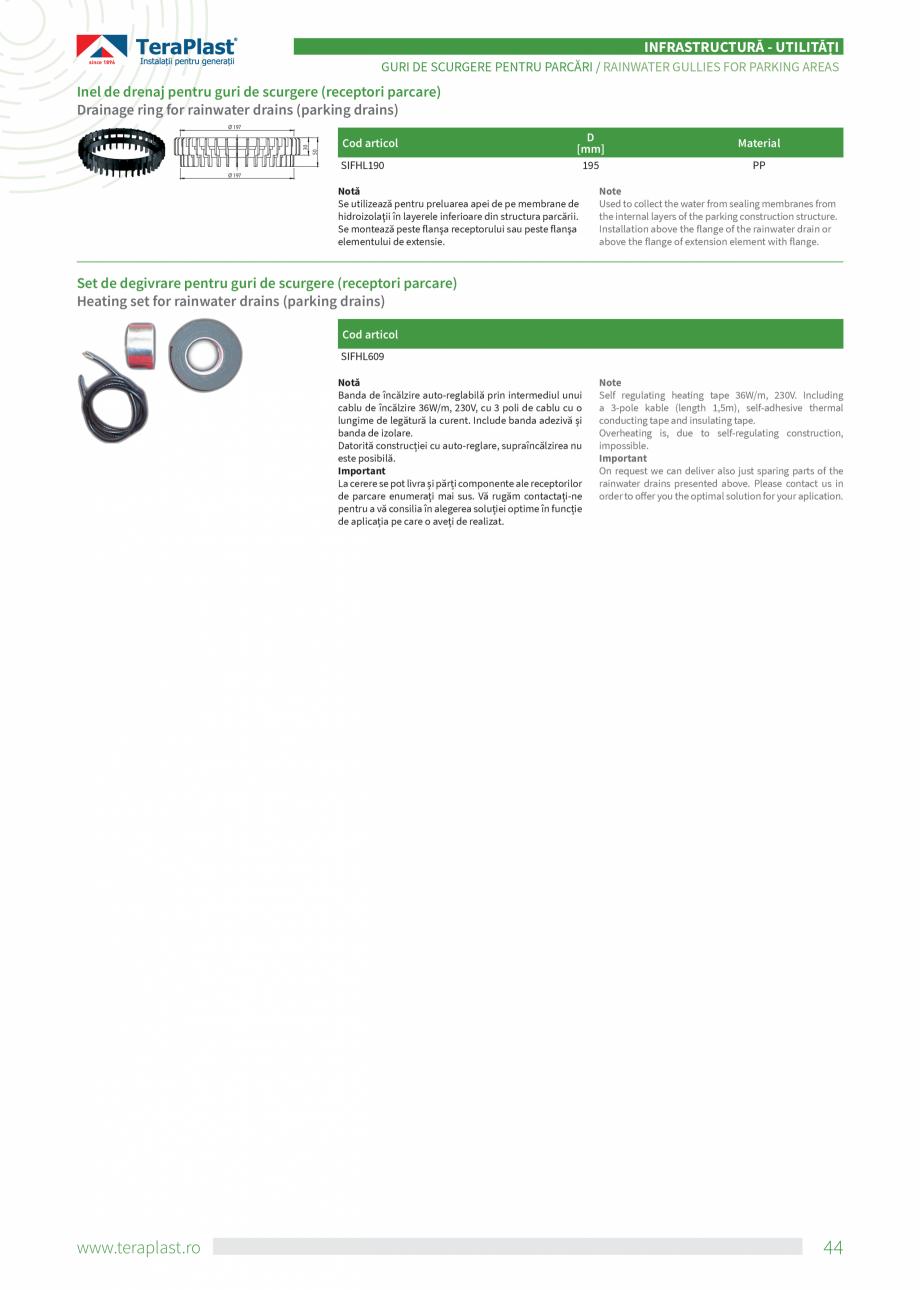 Pagina 44-Catalog tehnic - Drenaj  Catalog, brosura Romana, Engleza  UTILITĂȚI / INFRASTRUCTURE - UTILITIES
...