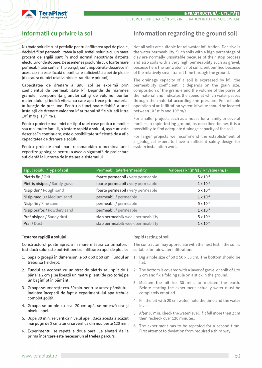 Pagina 50-Catalog tehnic - Drenaj  Catalog, brosura Romana, Engleza 00mm în clasele de
rigiditatea inelară...