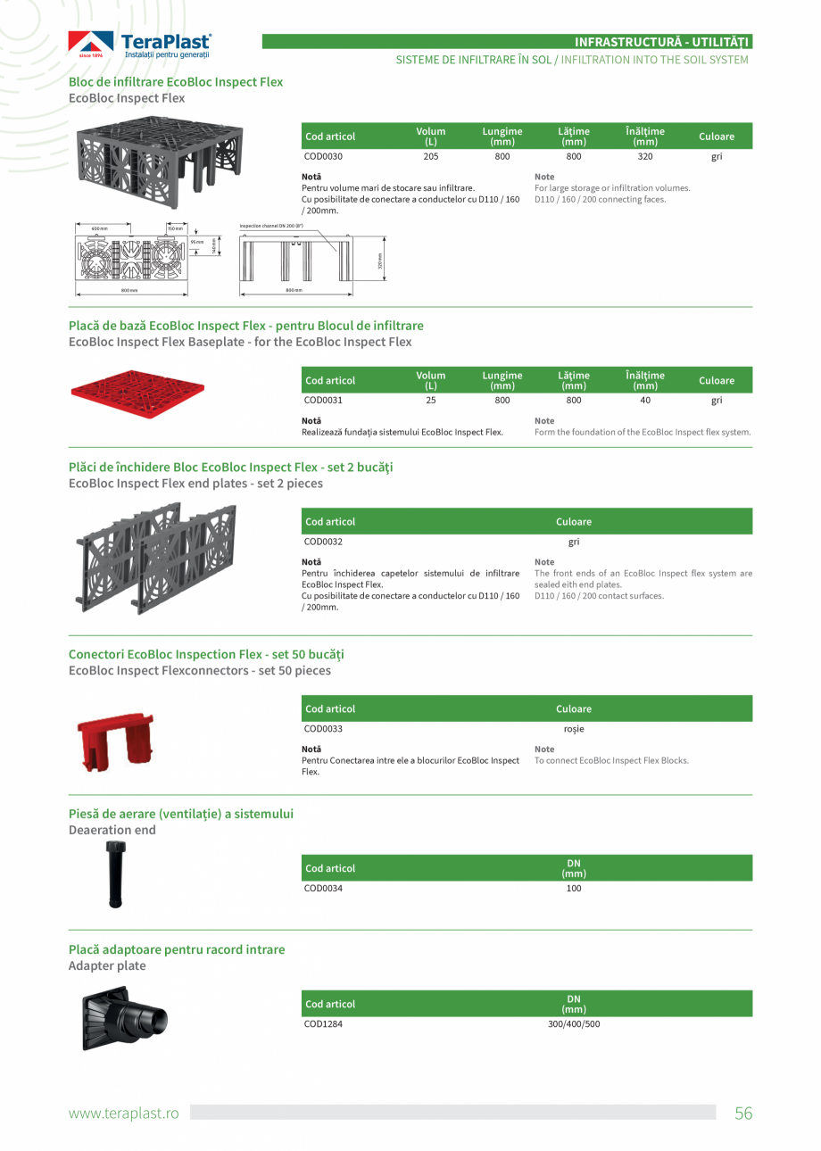 Pagina 56-Catalog tehnic - Drenaj  Catalog, brosura Romana, Engleza i fitinguri din PVC-U pentru canalizări...