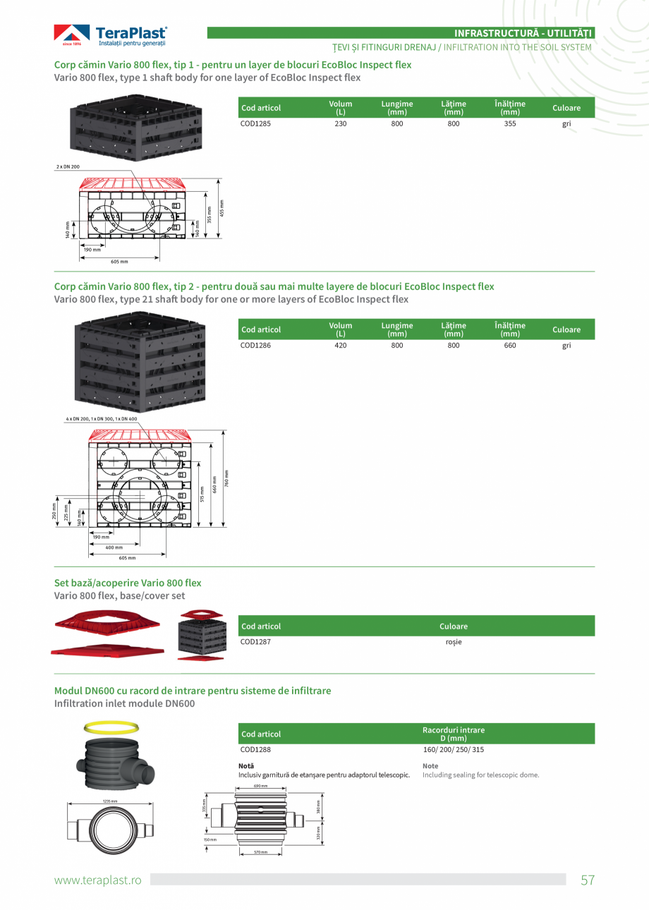 Pagina 57-Catalog tehnic - Drenaj  Catalog, brosura Romana, Engleza ii unor
sisteme de drenaj în conditii...