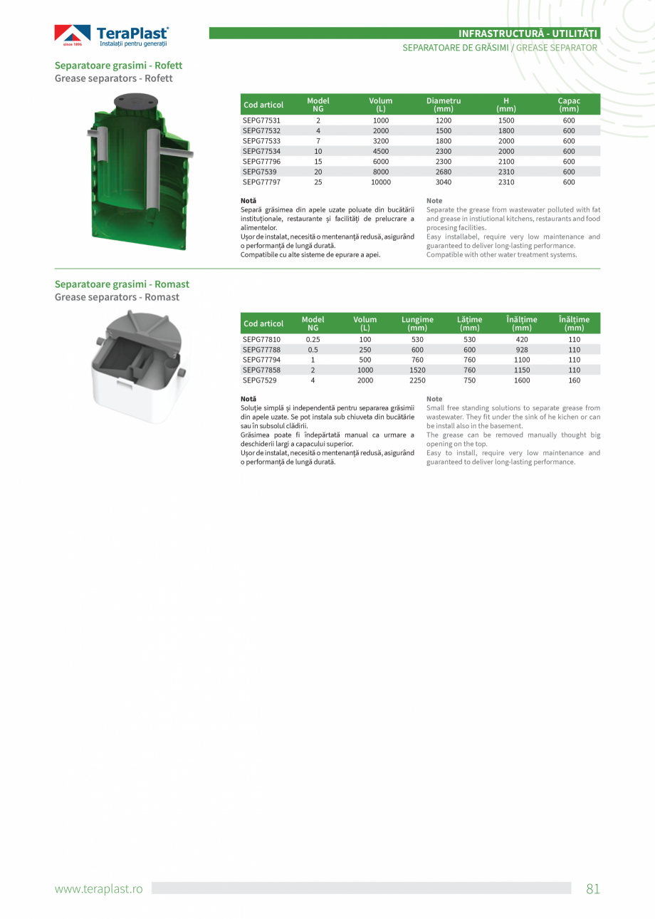 Pagina 81-Catalog tehnic - Drenaj  Catalog, brosura Romana, Engleza n care temperatura
este sub -5° C.

The ...