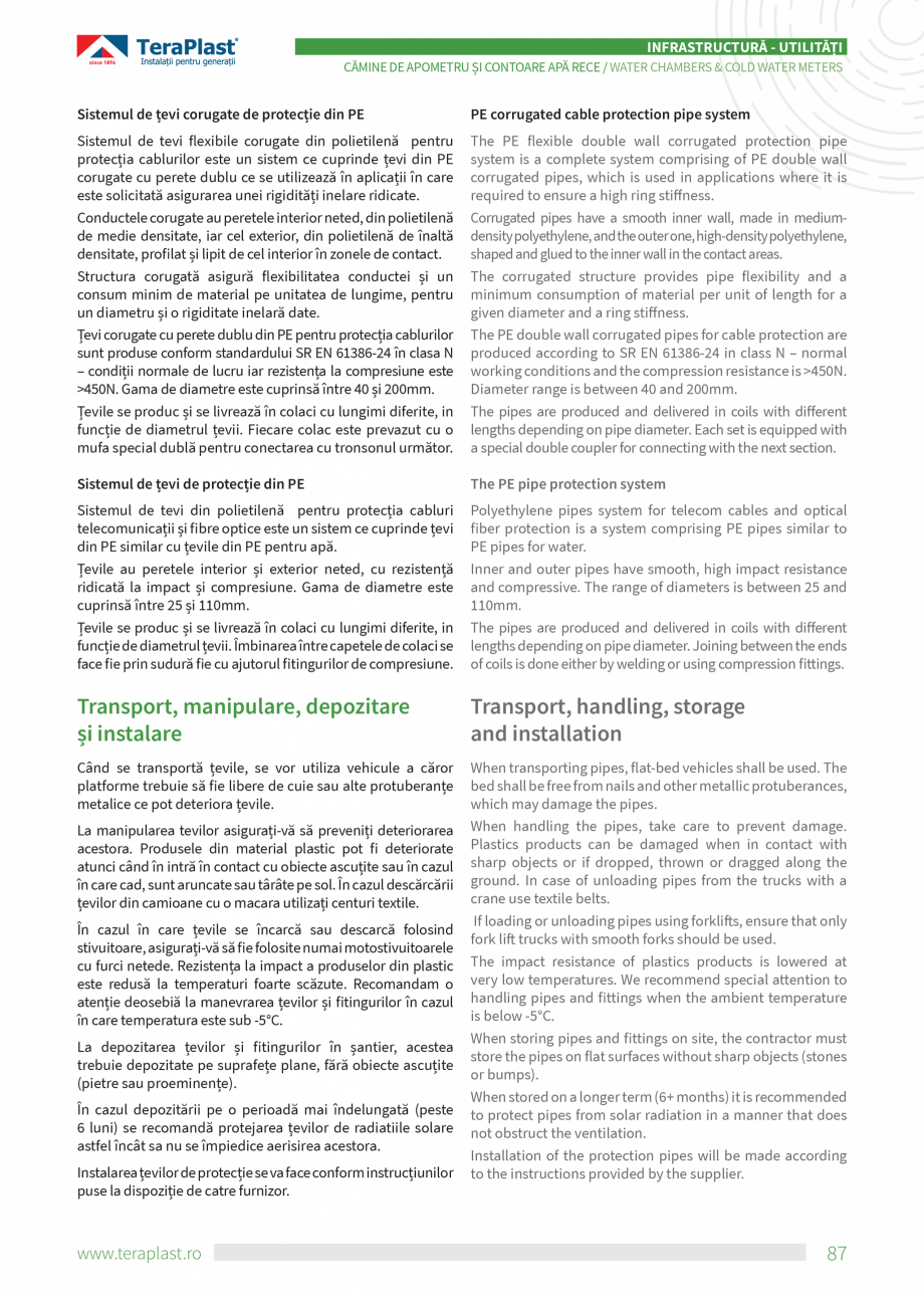 Pagina 87-Catalog tehnic - Drenaj  Catalog, brosura Romana, Engleza gasked must be installed on the upper part...