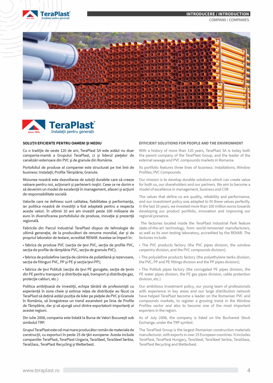 Pagina 4-Catalog tehnic - Interioare  Catalog, brosura Romana, Engleza any in Romania that
produced certified...